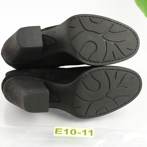 Born Womens Elaine Boot Size 8 Distressed Black Suede Chelsea Booties Block Heel - Picture 8 of 11